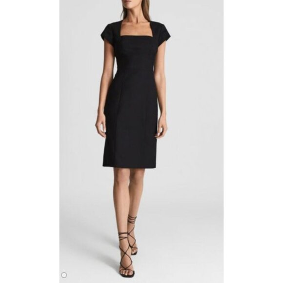 Reiss Haisley Stretch Sheath 12P EU 8P US Navy Short Sleeve Career Church $330 - Picture 1 of 13